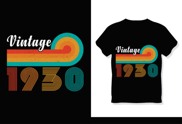 Retro Vintage 1930 T-Shirt Design: Graphics & Print Templates