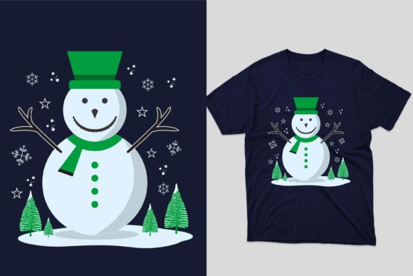 Winter Snowman T-Shirt Design Vector